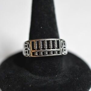 Abacus Good Fortune Silver Tone Size 7 Unisex Renfest Cosplay Goth Everyday Ring